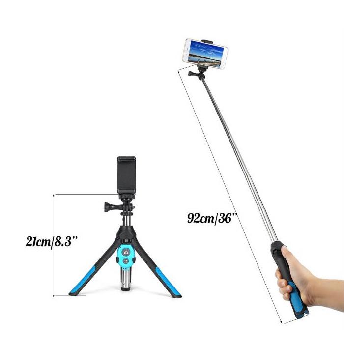 Składany statyw selfie 3 w 1 bezprzewodowy z pilotem bluetooth, wysuwany monopod do iPhone'a, kamery, Gopro