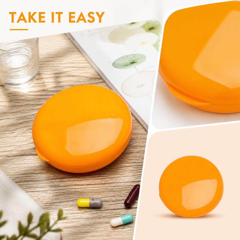 Round Rotating Plastic Pill Organizer Seven Compartment Portable Storage Case for Medication Supplement Travel Use