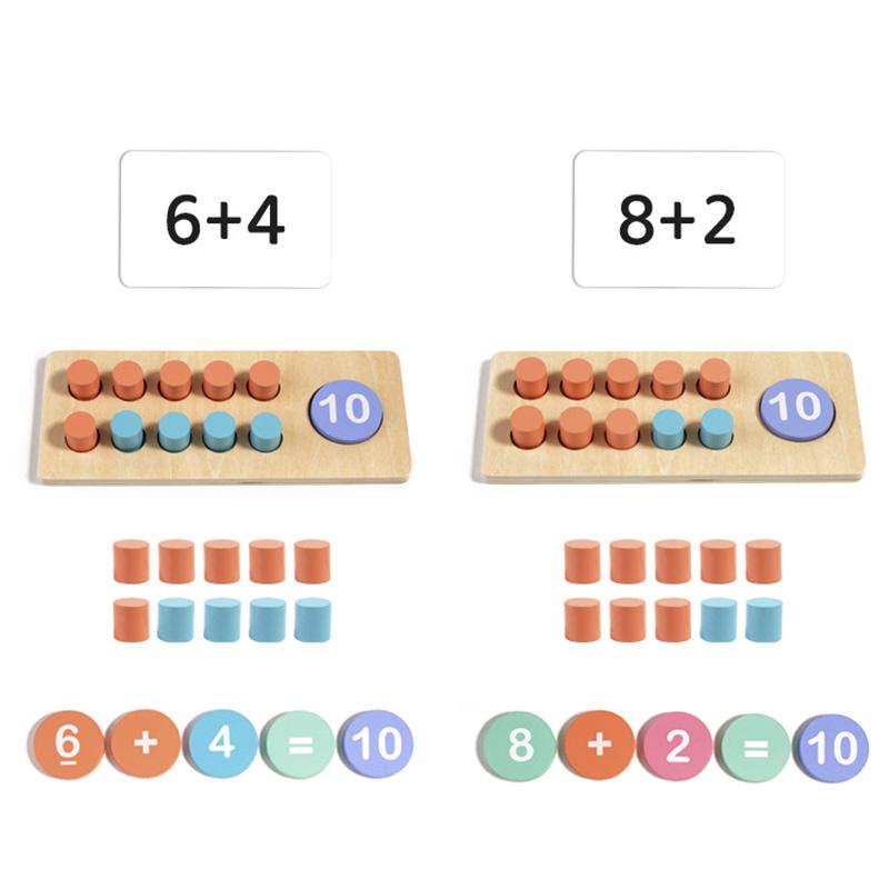 Children's Wooden Number Board Cognitive Matching Addition Subtraction Operation Montessori Logical Thinking Training Math Toys