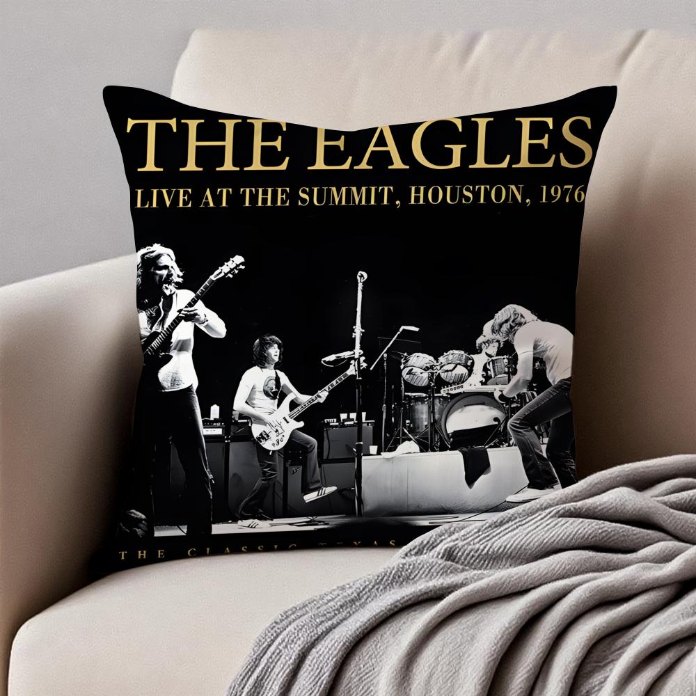 Classic Rock Band T-The Eagles Cushion Cover Pillowcase Anti-dustmite Invisible Zipper Short Plush Sofa Cushion