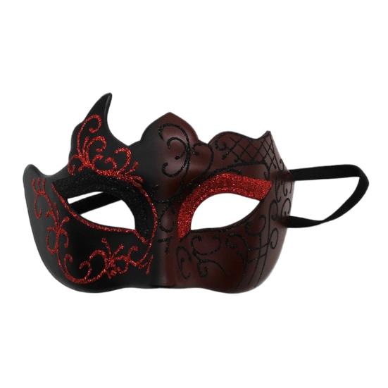 Men Half Face Mask with Elastic Band Vintage Glitter Half Face Guard Eye Mask Halloween Costume Masquerade Party Stage Performance Accessories