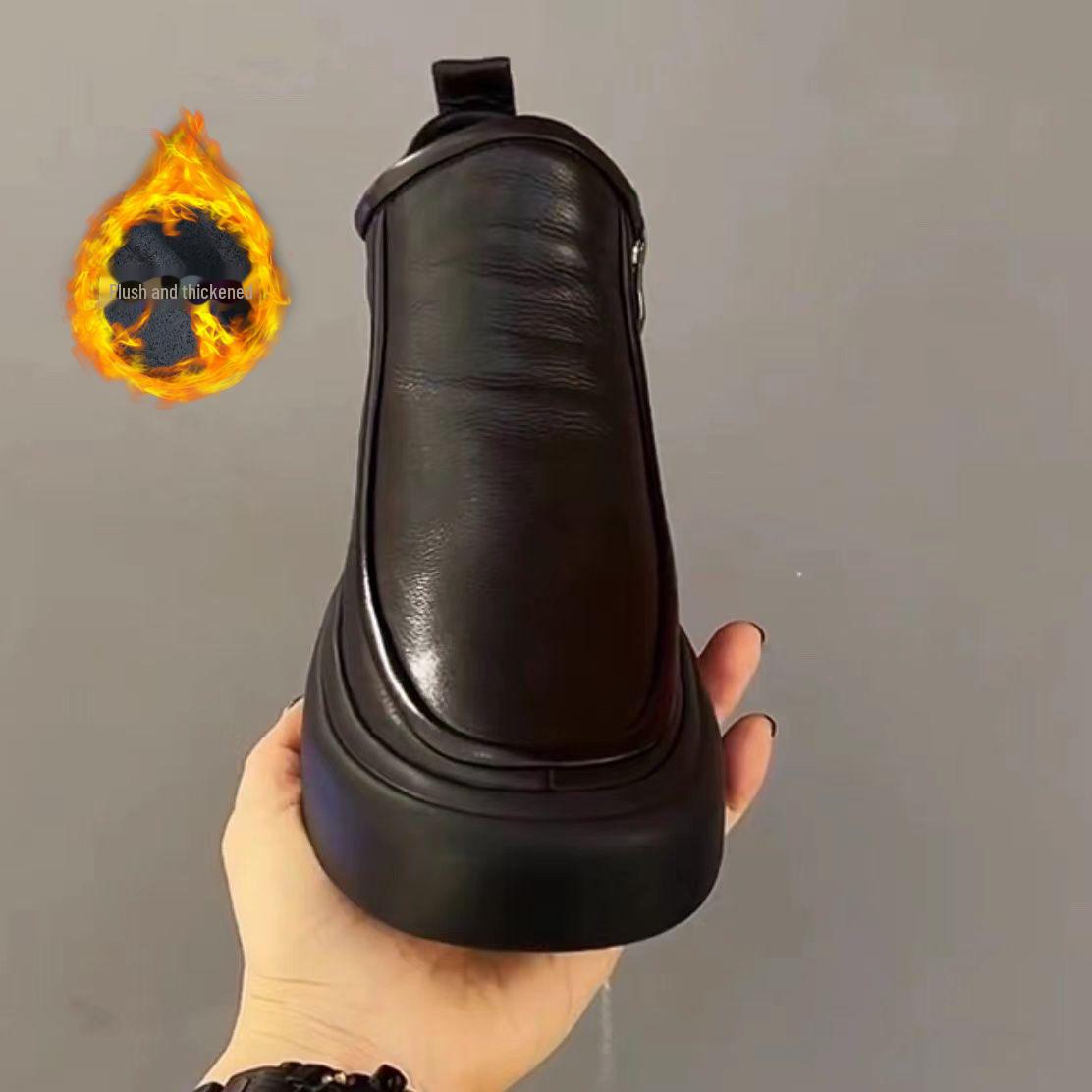 

2024 Повседневные мужские кожаные туфли с круглым носком - Воловья кожа с бархатом и молнией 42