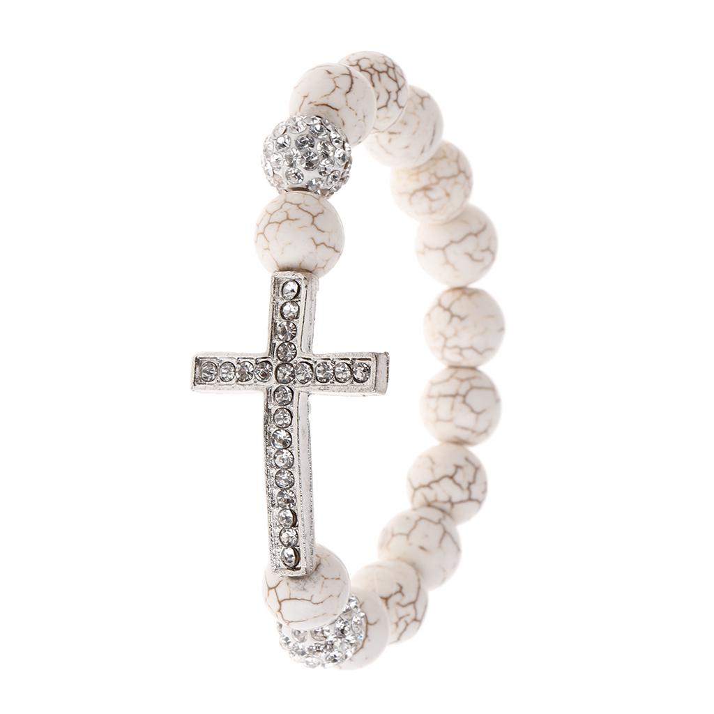 Catholic White Stone Beads Diamond Rosary Bracelet Rosary for Cross Catholic Jew 1