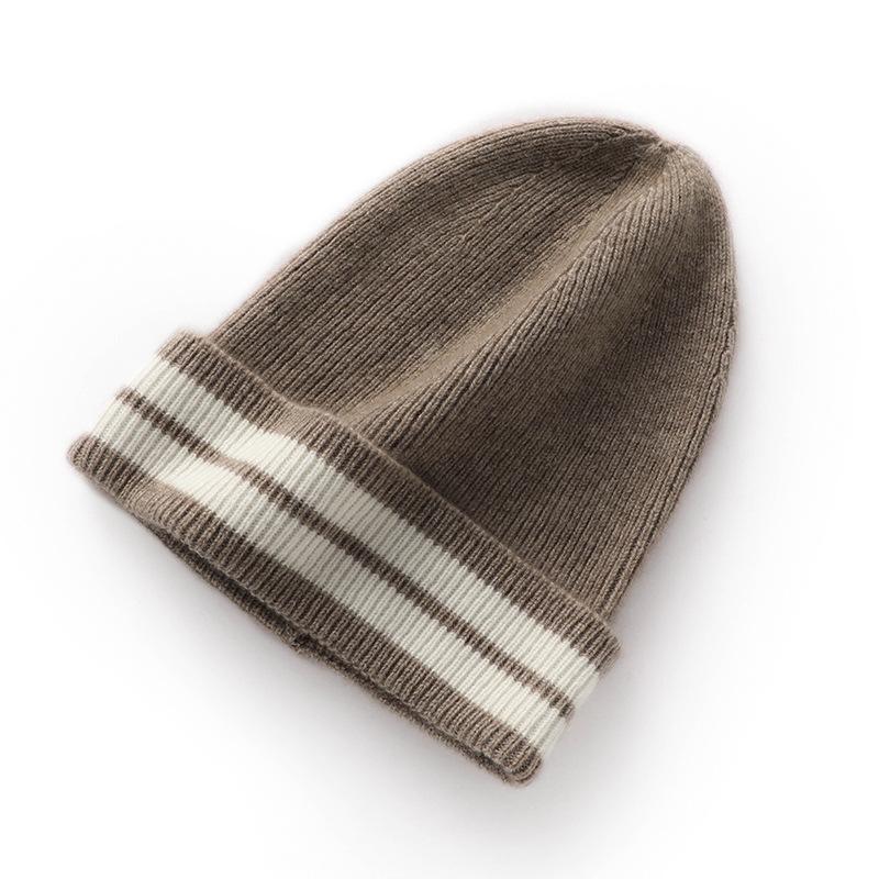 Soft Cashmere Autumn and Winter New Style Unisex Striped Casual Ear Protection Pile Hat Fashionable Knitted Hat