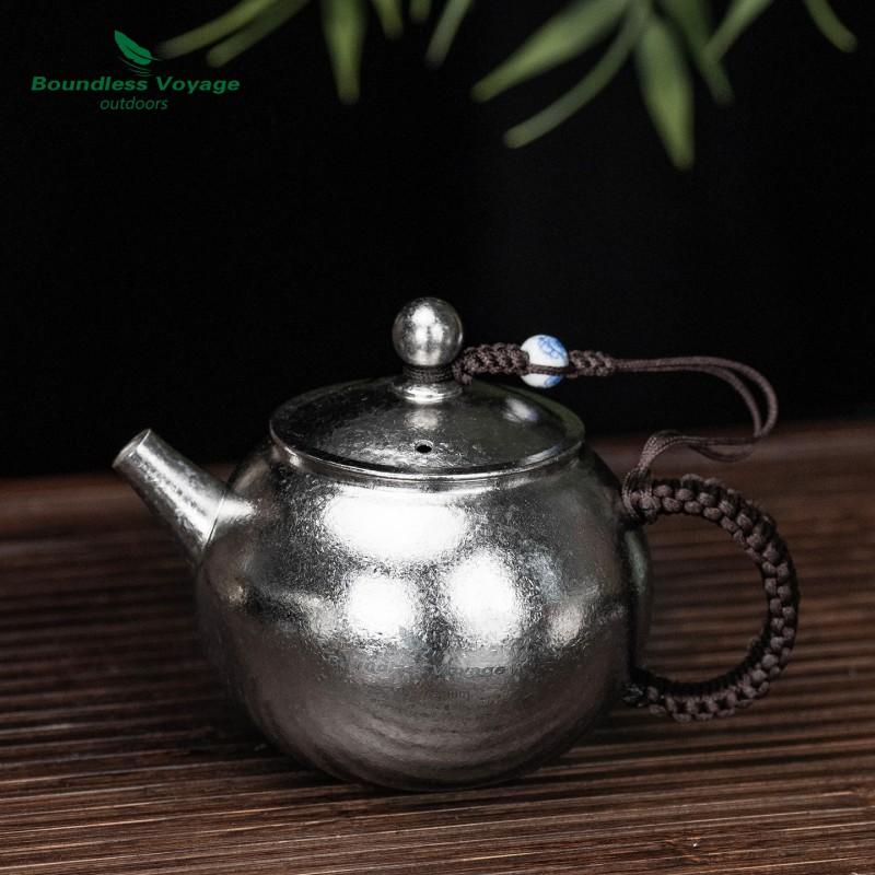Pure Titanium Teapot Home Office Outdoor Use 260ml Thickened Durable Kung Fu Tea Pot With Built-in Heater