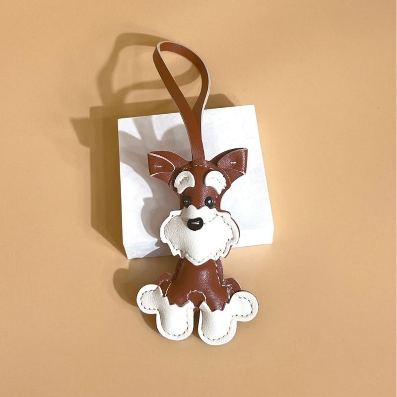 Multipurpose Schnauzer Dog Keychain Fashion Accessory for Pet Lovers and Stylish Individuals In Sturdy PU Leather