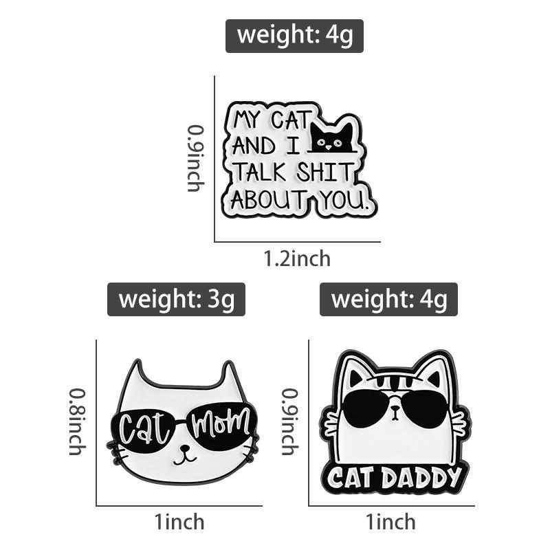 Punk Cat Enamel Pins Custom MY CAT AND I TALK SHIT ABOUT YOU Brooches Lapel Badges Clothes Animal Jewelry Gift for Kids Friends