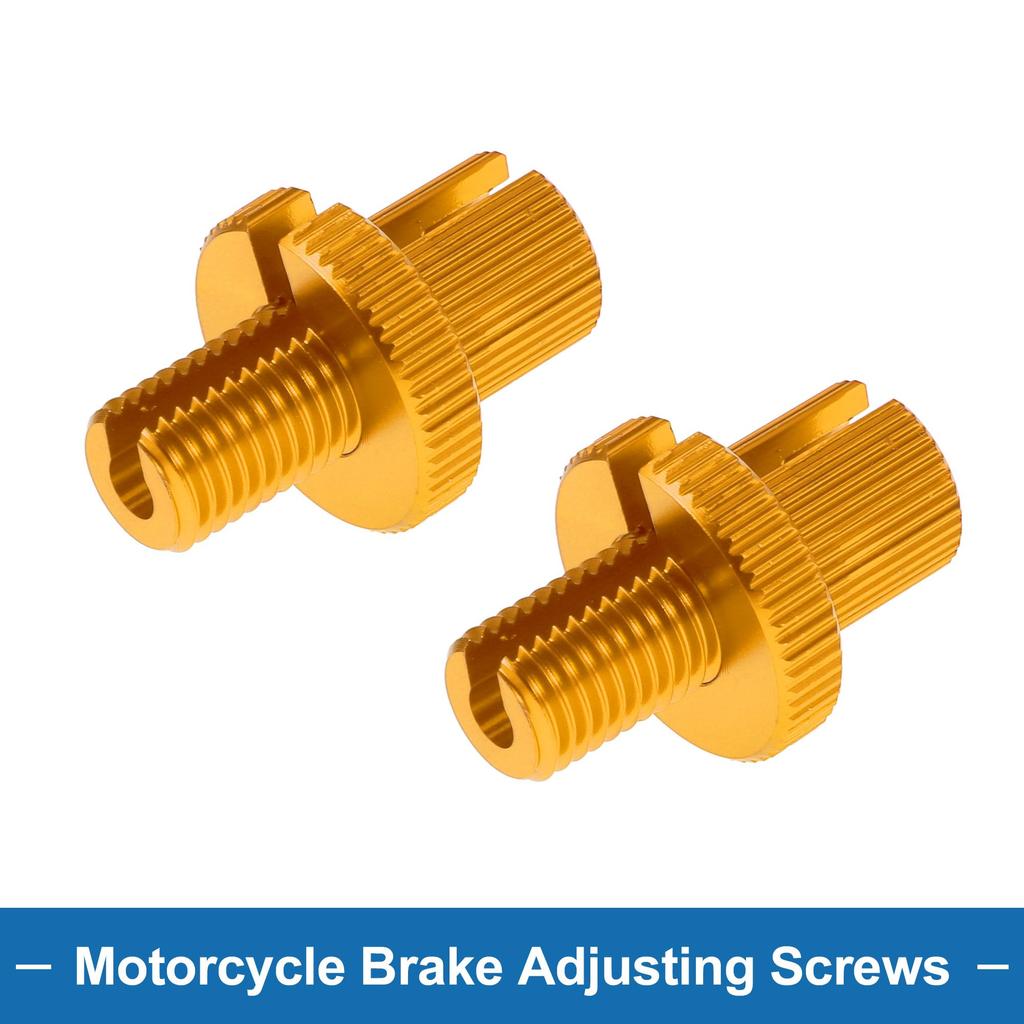 A ABSOPRO Motorcycle Brake Lever Ballet Adjuster Screw M10 Motorcycle Brake Adjustment Screw Gold Tone 2pcs