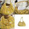 Retro Korean Style Plaid Crossbody Bag Prined Lightweight Pleated Shoulder Bag Large Capacity Canvas Dumpling Bag Daily