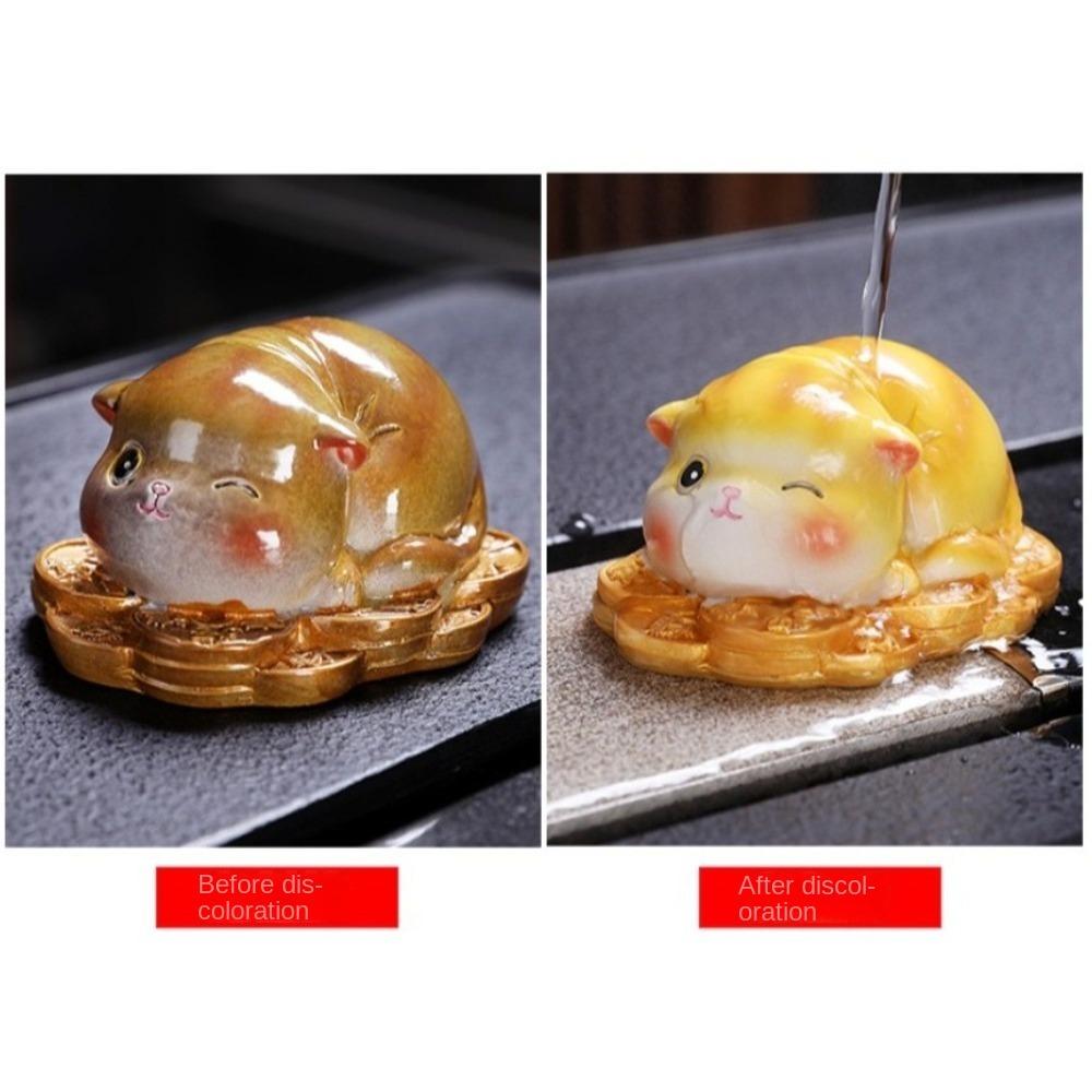 Handmade Colorable Tea Pet Figurines Desktops Animal Ornament  Can Raise Fortune