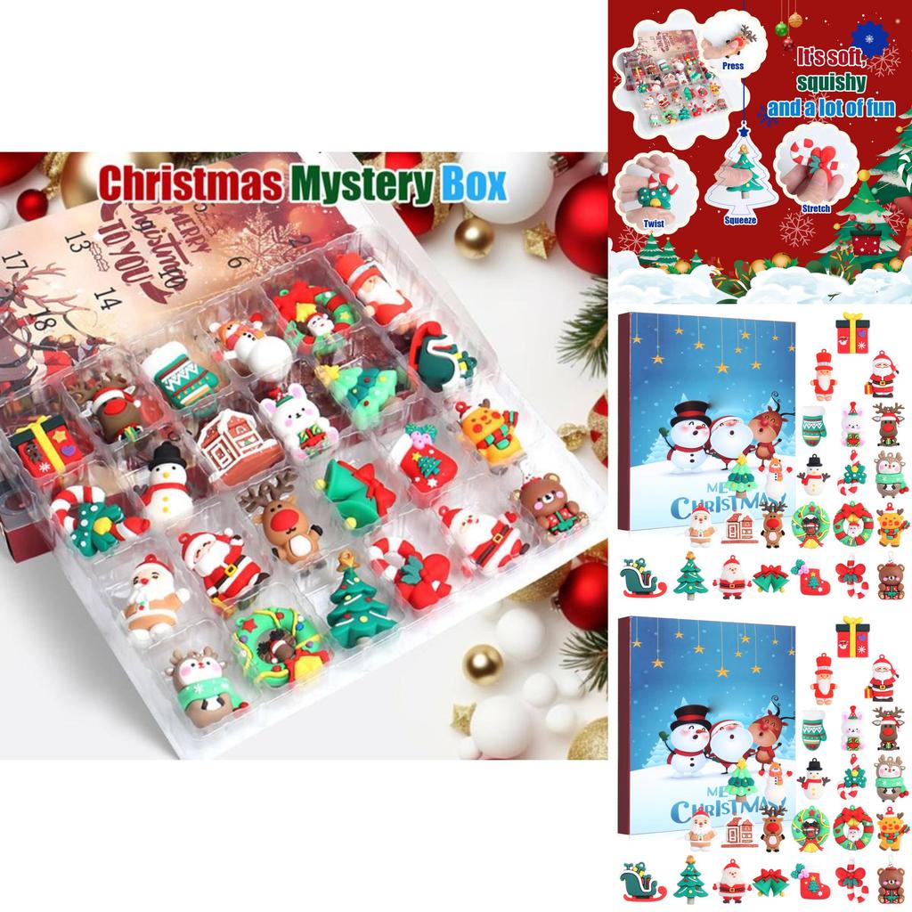 Weihnachts-Countdown-Kalender PVC 3D-Figuren Hängeset für Feiertagsdekoration und zum Verschenken