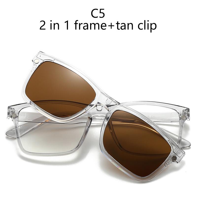 Magnetic Clip-On Sunglasses With Polarized Light Multiple Lens Pieces Transparent Grey Glasses Colorful Sunglasses Nearsighted