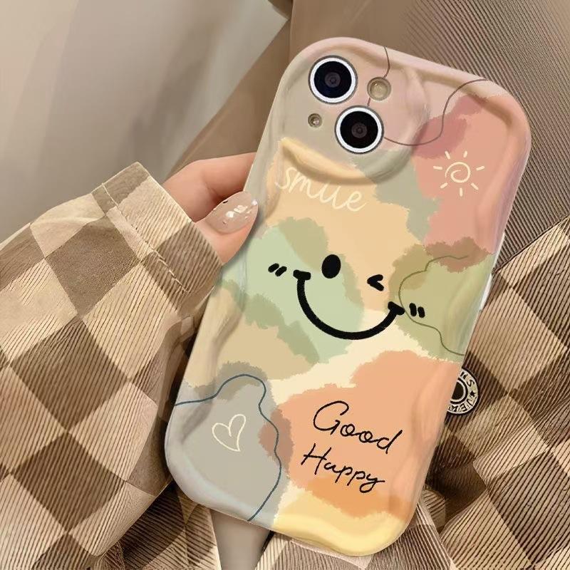 Colorful smiley face is suitable for Apple 15Promax mobile phone case iPhone16Pro new 17Air14 creativity