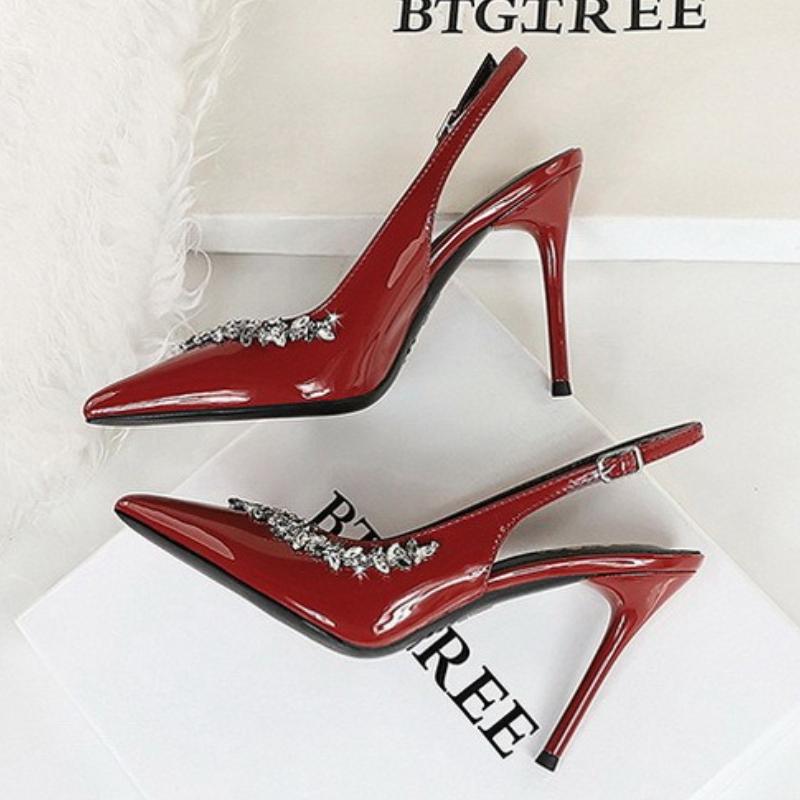 Fashion Sexy Rhinestone High Heels Luxury Women Pumps Stiletto Heels 10 Cm Buckle Women's High-heeled Sandals Summer Shoes Women Heels