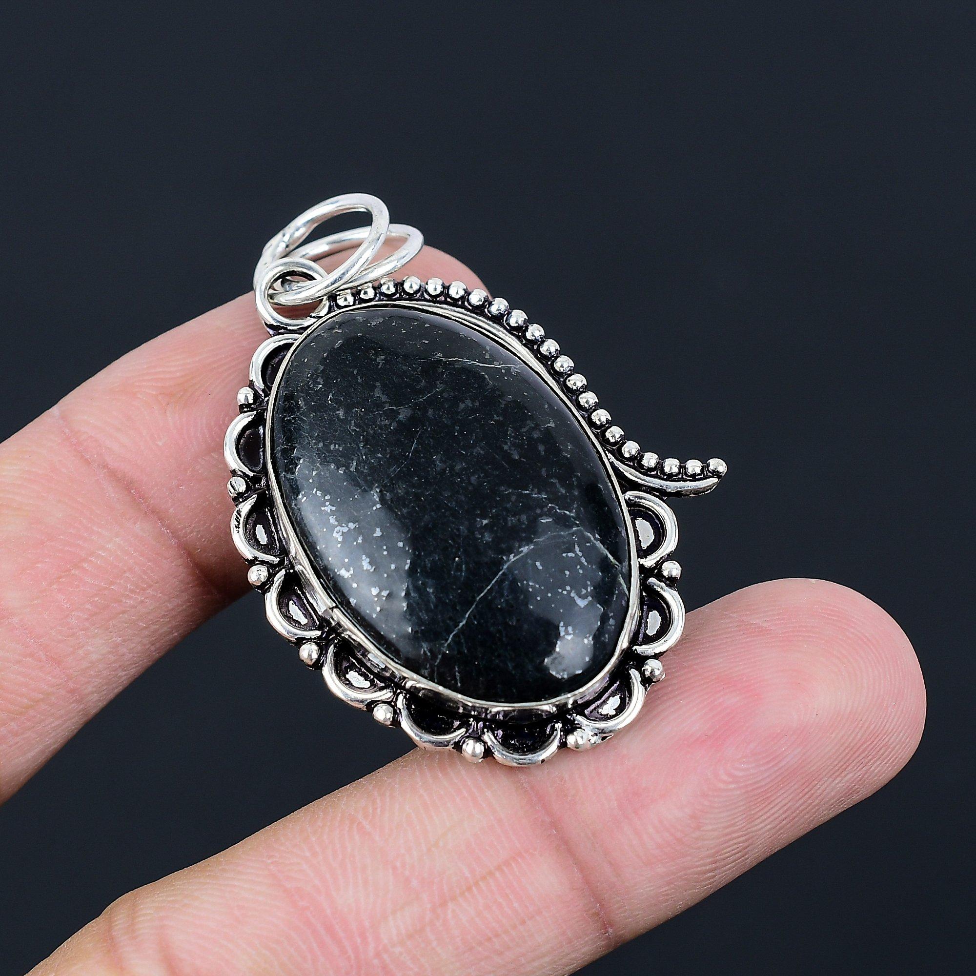 Halloween Deal 925 Silver Oval Natural Chrysanthemum Daughter Pendant Jewelry