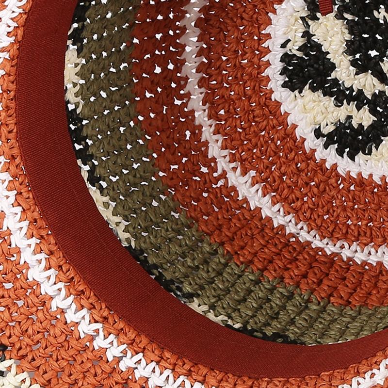 Handmade Crochet Bucket Hat Colorful Beanie Hat Wide Brim Fisherman Cap for Outdoor Summer Camping Climbing Hiking