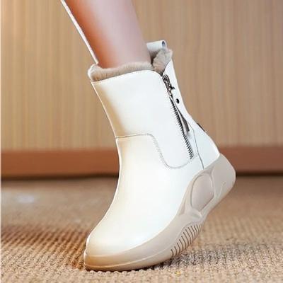 Dicke Sohle Seitenreißverschluss High Top Schneestiefel für Damen 2025 Wintermode Warme Damenstiefel Braune Plateauschuhe Damenschuhe