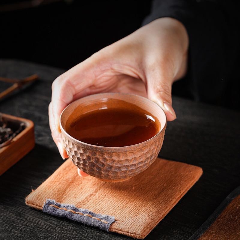 2/PCS  90ml Coarse Pottery Handmade Stoneware Tea Cup Kung Fu Tea Set Tea Cup Small Single Cup Ancient Style Quiet Road Cup Bowl