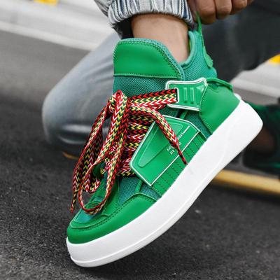 2024 Vulcanized Sneakers Men Green Casual Shoes For Men New Flat Street Style Walking White Sneakers Men Comfy Shoes Male Spring