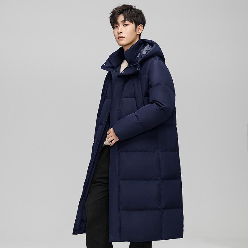 Unisex Trendy Long Over-the-Knee Winter Hooded Down Coat