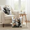 Cute Cat and Flower Cushion Cover Natural Linen Organic Fabric DoubleSided Printing Couch Pillow Covers Home Decor