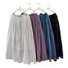 Japanese Inspired Cotton Embroidered A-line Midi Skirt for Spring and Summer