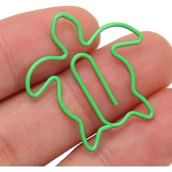 100Pcs Animal Shaped Paper Clips, Electroplated Cute Paper Clips, Fancy Paperclips with Storage Box for Family Office School (Sea Turtle)