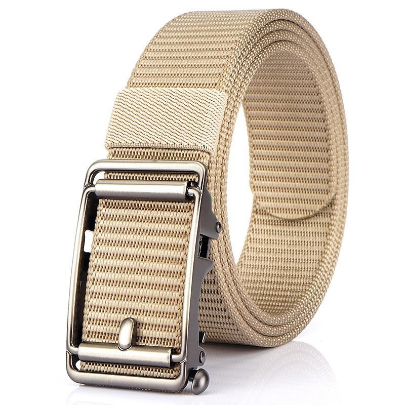 2020 3.5CM Automatic Buckle Nylon Belt Casual Business Canvas Men's Pants