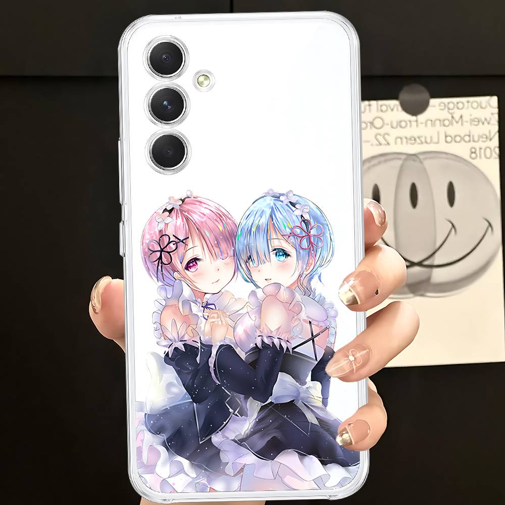 Anime RE ZERO Ram Rem Phone Case For Samsung Galaxy S21 S22 S23 S24 S25ULTRA FE Ultra Plus5G A52S Transparent Cover