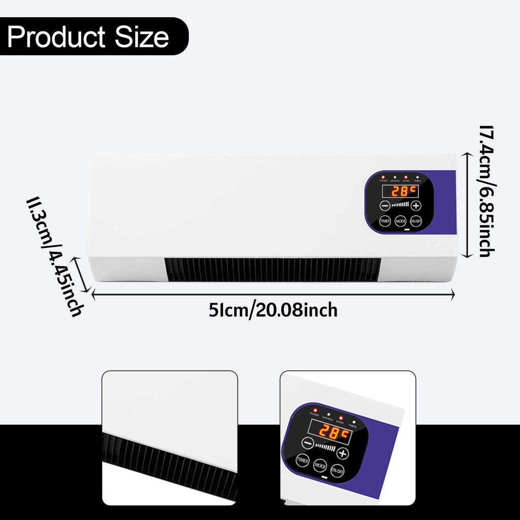 Wall Heater LCD Screen Hanging Hole Small Household for RV Home Hotel