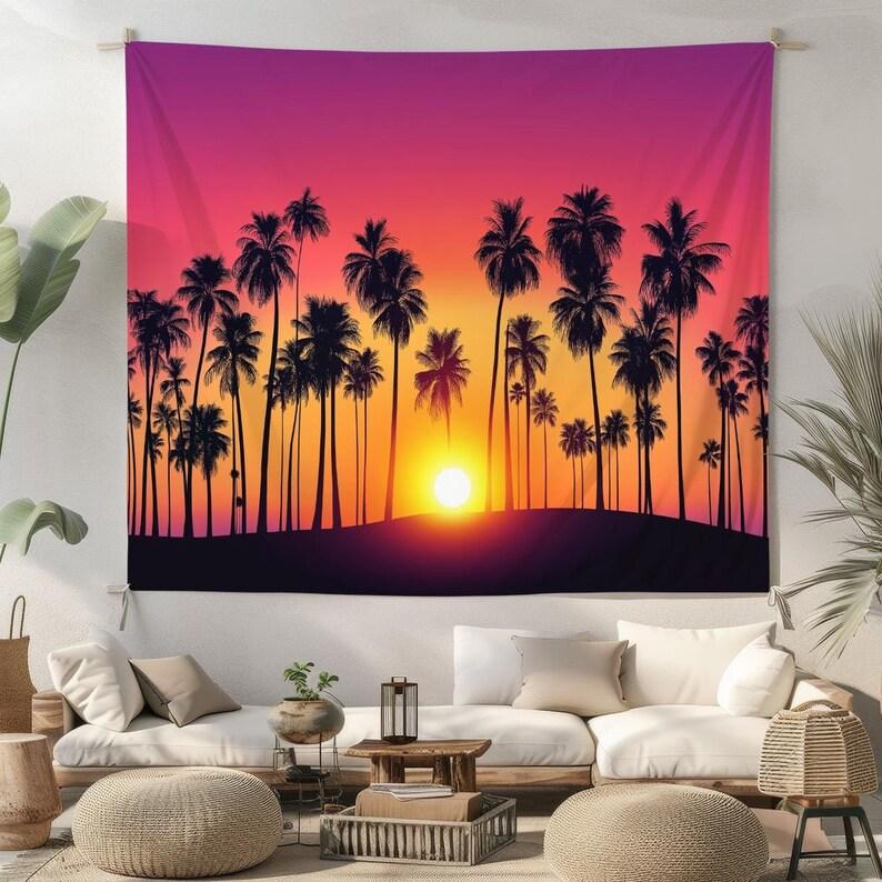 Tropical Sunset Palm Tree tapestry 75x100 чёрный