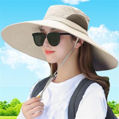Sommer-Sonnenhüte für Herren und Damen im Freien, Pferdeschwanzloch, Mesh, atmungsaktiv, Sonnenschutz, Fischerhut, Krempe, Bergsteiger-Sonnenhut