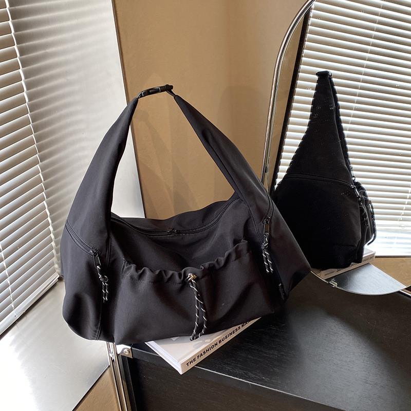 Ielgy Large Capacity Nylon Cloth Tote Bag Premium Gray Lazy Portable Shoulder Messenger Bag