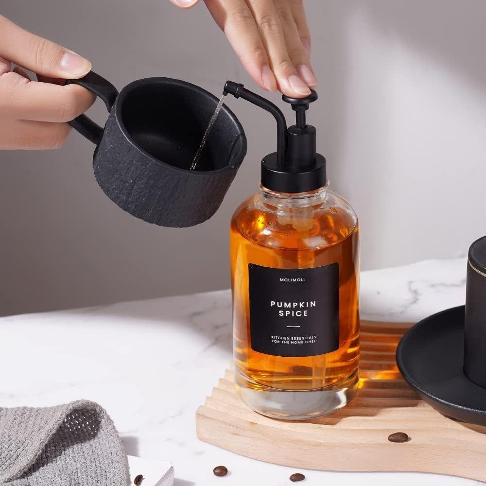 Clear Glass Syrup Bottle Precise Dispensing Coffee Bar Accessories Hand Soap Dispenser Coffee Shop