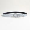 PU Belt With Metal Buckles Glitter Rhinestones Waist Strap For Women and Men