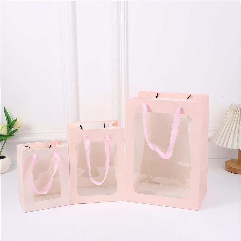 Clear Window Handbag for Fresh Flowers - Mother's Day Gift Bag or Conference Souvenir.