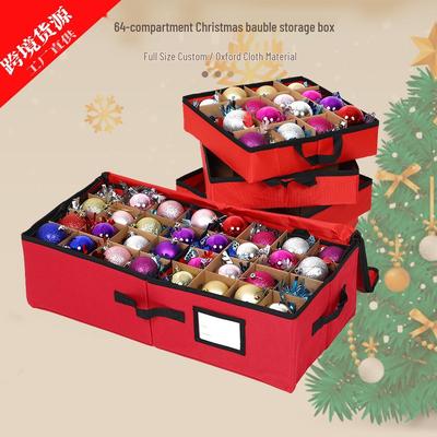 64-Grid Foldable Christmas Decoration Storage Box - Multi-functional Oxford Cloth Organizer