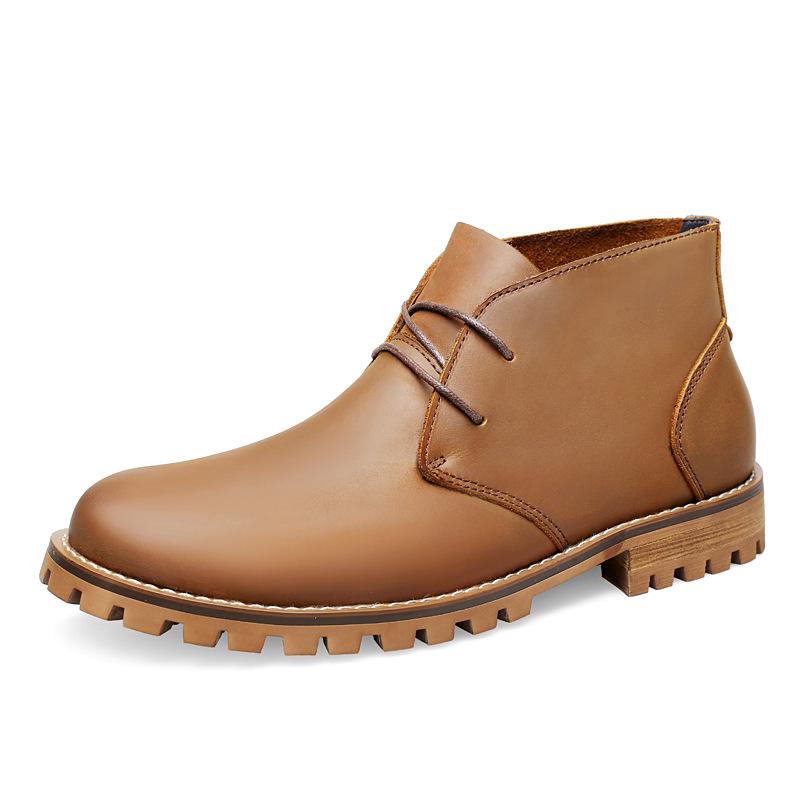 Large Size Men s Retro Martin Boots - British Style Mid-Top Leather Cowhide Shoes 43 коричневый