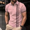 Men's Shirt Polo Casual Zip Short Sleeve Fashion Casual Zipper Summer Spring Regular Fit 3D Flower Stripes Print Shirt