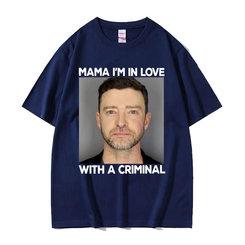 Funny Justin Timberlake Mugshot T Shirt Im in Love with A Criminal Meme T Shirts Unisexs Fashion Casual Cotton Tshirt Streetwear