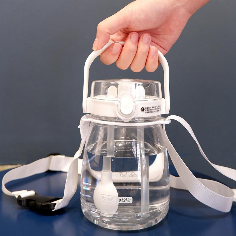 Water bottle Doudou Le 810ml large pudding three drinking cups creative portable strap straw cup large capacity Internet celebrity explosion water cup