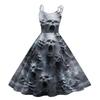 Women's Halloween Printed Off-Shoulder Spaghetti Strap Dress for Party and Costume