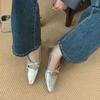 Small Square Head Rhinestone Bow Low Heel French Single Shoes Women's 2025 Spring and Autumn High-end Skirt Mary Jane Small Heels