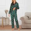 Women's Fall Casual Home Wear Suit Pajamas Satin Cardigan Long Sleeves