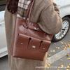 Portable large-capacity fashion tote bag 2025 winter new simple casual shoulder bag feeling versatile women's bag explosion