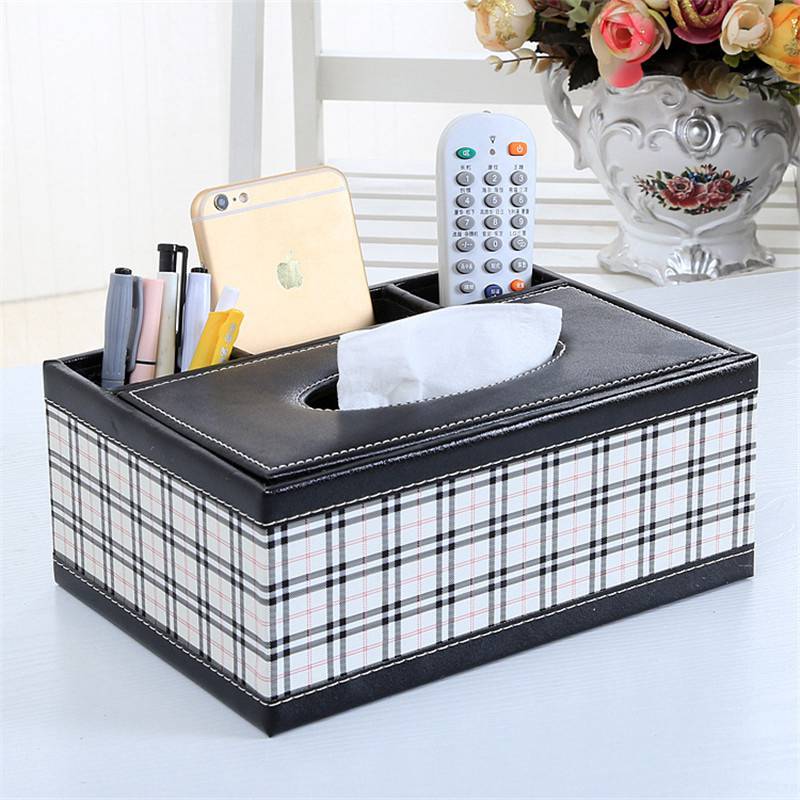 Rectangular Tissue Box Tissue Box PU Leather Box Multifunction Tissue Box 2-in-1 Tissue Holder Tissue Holder