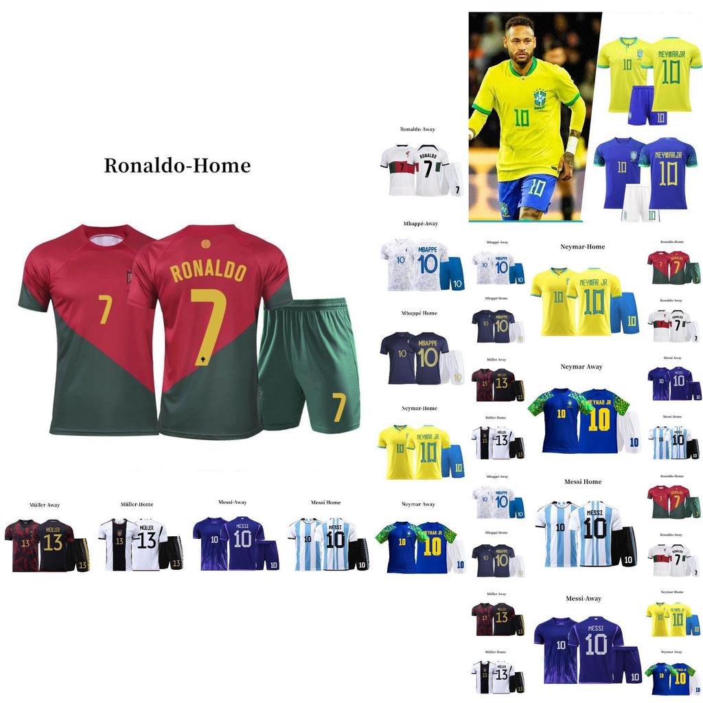 Qatar Messi Ronaldo Neymar Müller Argentina Brazil Fr Soccer Jersey Adults Kids