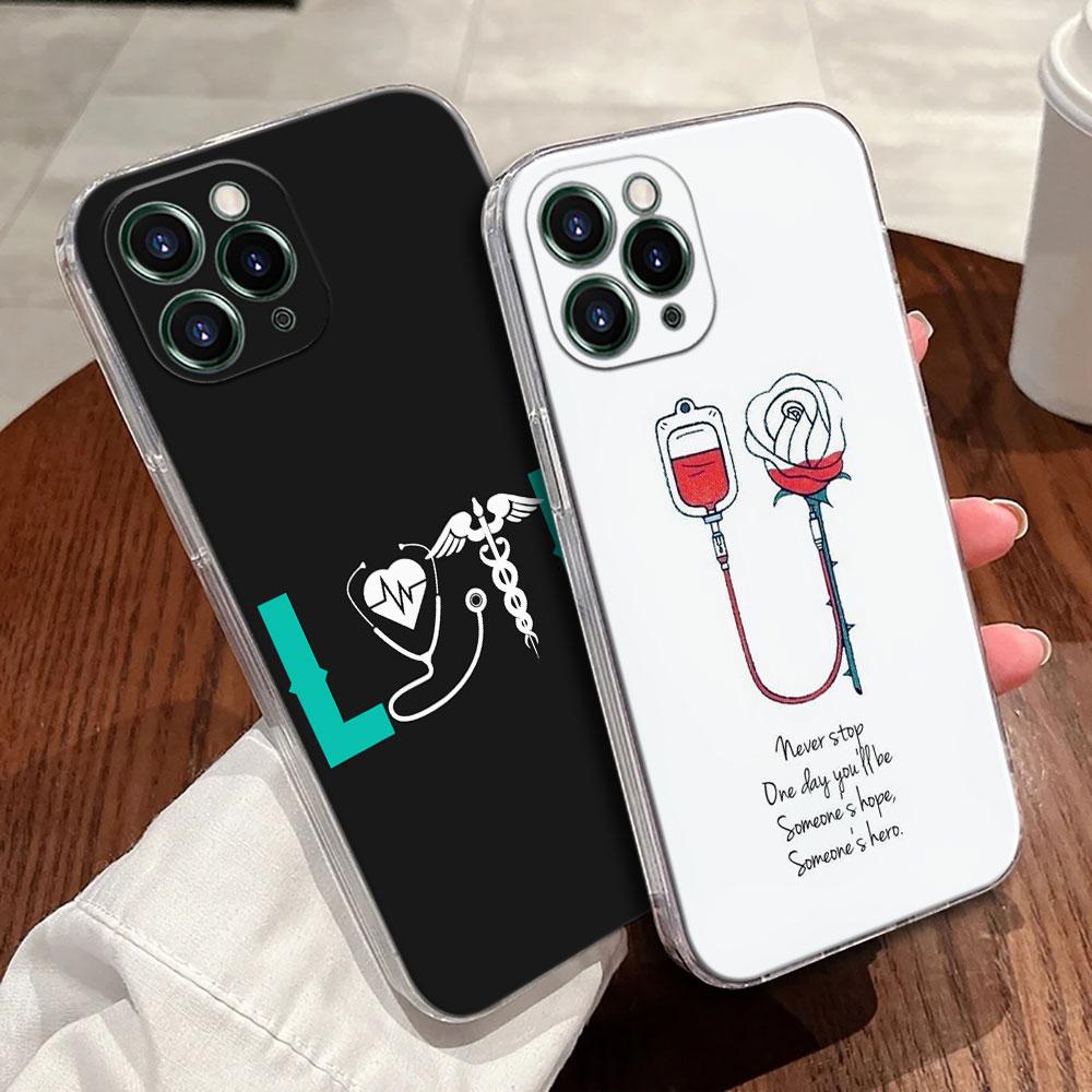 Krankenschwester Medizin Gesundheit Herz Transparente Hülle Für Apple iPhone 17 16 15 14 13 12 11 Pro Max 16 Plus 16E 17Air Handyhülle