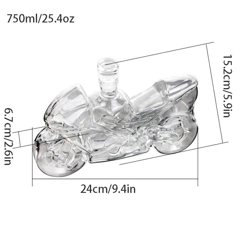 

Стеклянная бутылка для ликера в форме мотоцикла - Дизайн 750 мл с резиновой пробкой, Подставка для хранения виски/рома