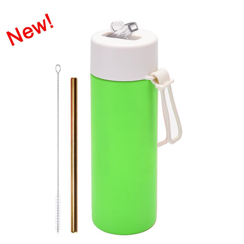 650Ml Sports Kettle Portable Silicone Handle Straw Water Cup Meidakou Stainless Steel Thermos Cup